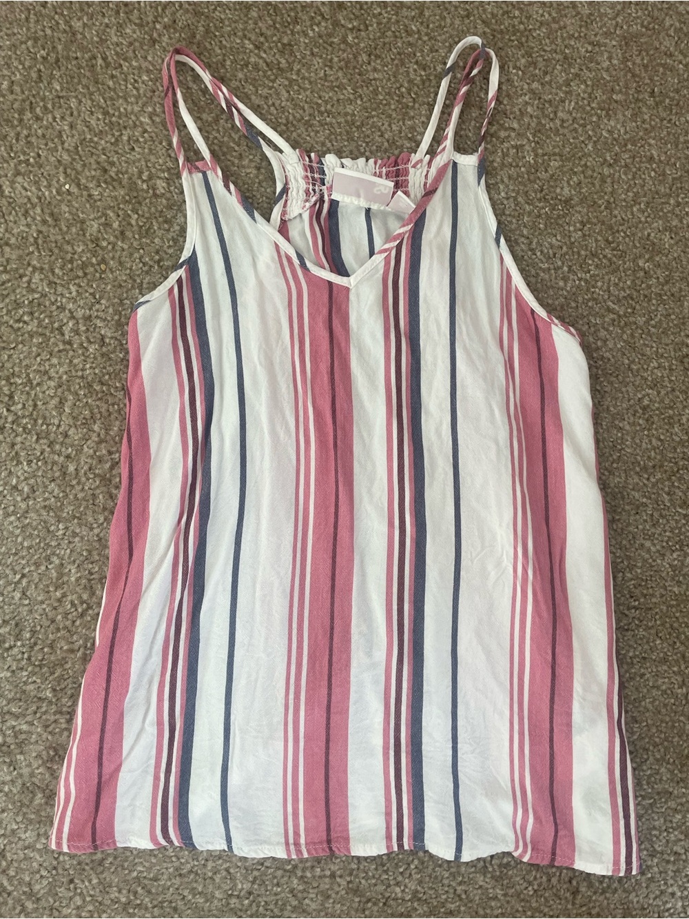 SO Pink, White & Blue Striped V-Neck Camisole
